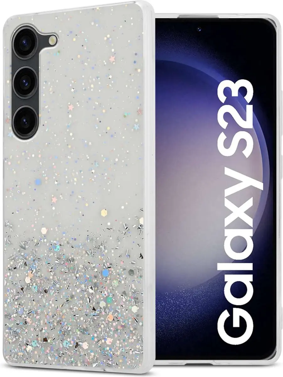Cadorabo Hoesje geschikt voor Samsung Galaxy S23 in Transparant met Glitter