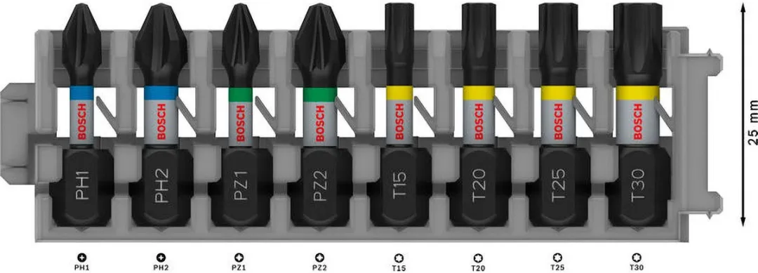 Bosch Professional Slagmoer-mengverpakking PH1/PH2/PZ1/PZ2/T15/T20 - 8 Stuks