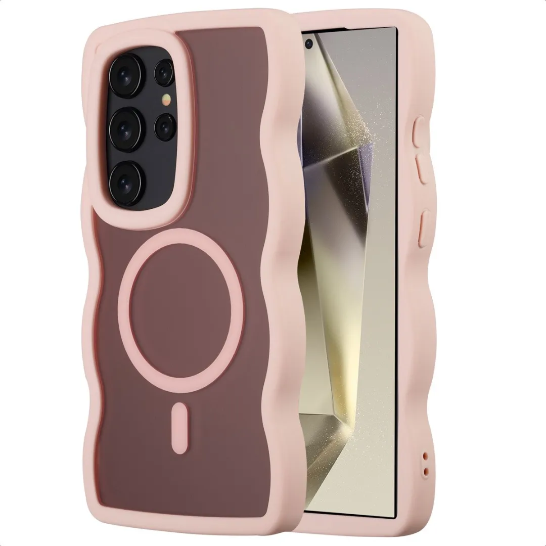 Selencia Wavy Case Samsung Galaxy S24 Ultra - Roze