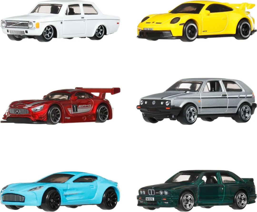 Hot Wheels JLB25 Euro Style Set - 6 Stuks
