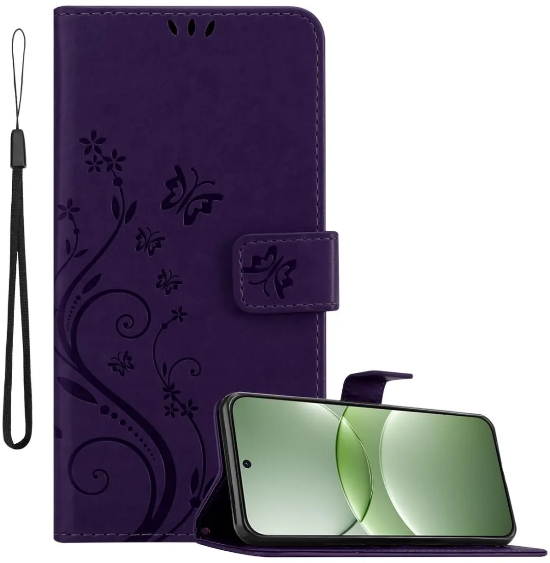 Cadorabo Hoesje geschikt voor Huawei Nova 13 in BLOEMEN DONKER PAARS