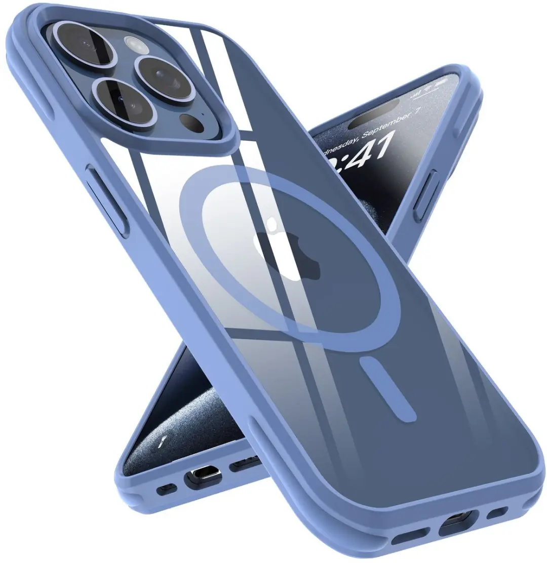 Hoesje geschikt voor iPhone 15 PRO MAX in Lichtblauw geschikt voor Magsafe