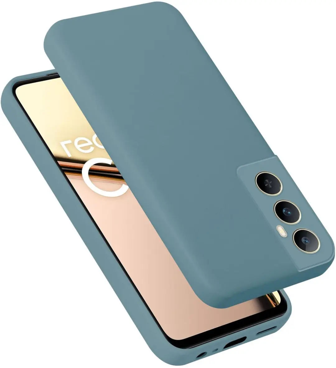 Cadorabo Hoesje geschikt voor Realme C65 Case in Liquid Groen Beschermhoes gemaa