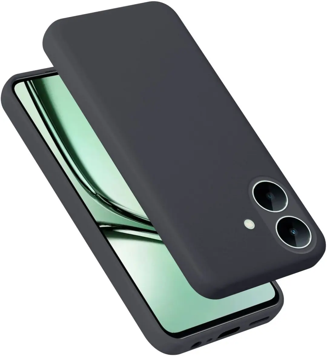Cadorabo Hoesje geschikt voor Realme Note 60x Case in Liquid Zwart Beschermhoes