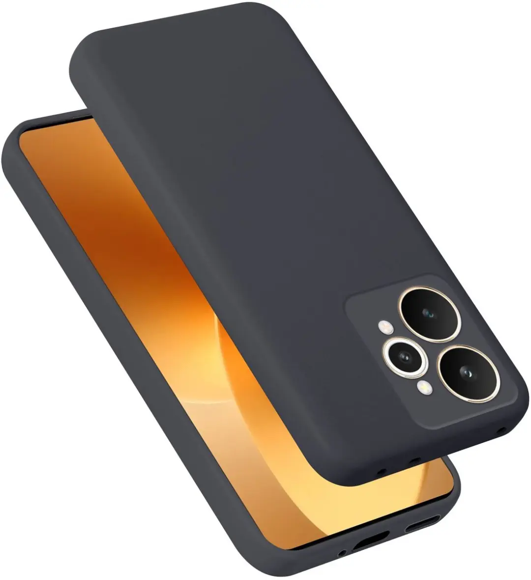 Cadorabo Hoesje geschikt voor Realme 15 5G Case in Liquid Zwart Beschermhoes gem