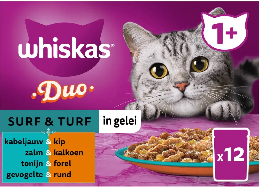 Whiskas Duo Adult Surf & Turf in Gelei - 12x85g