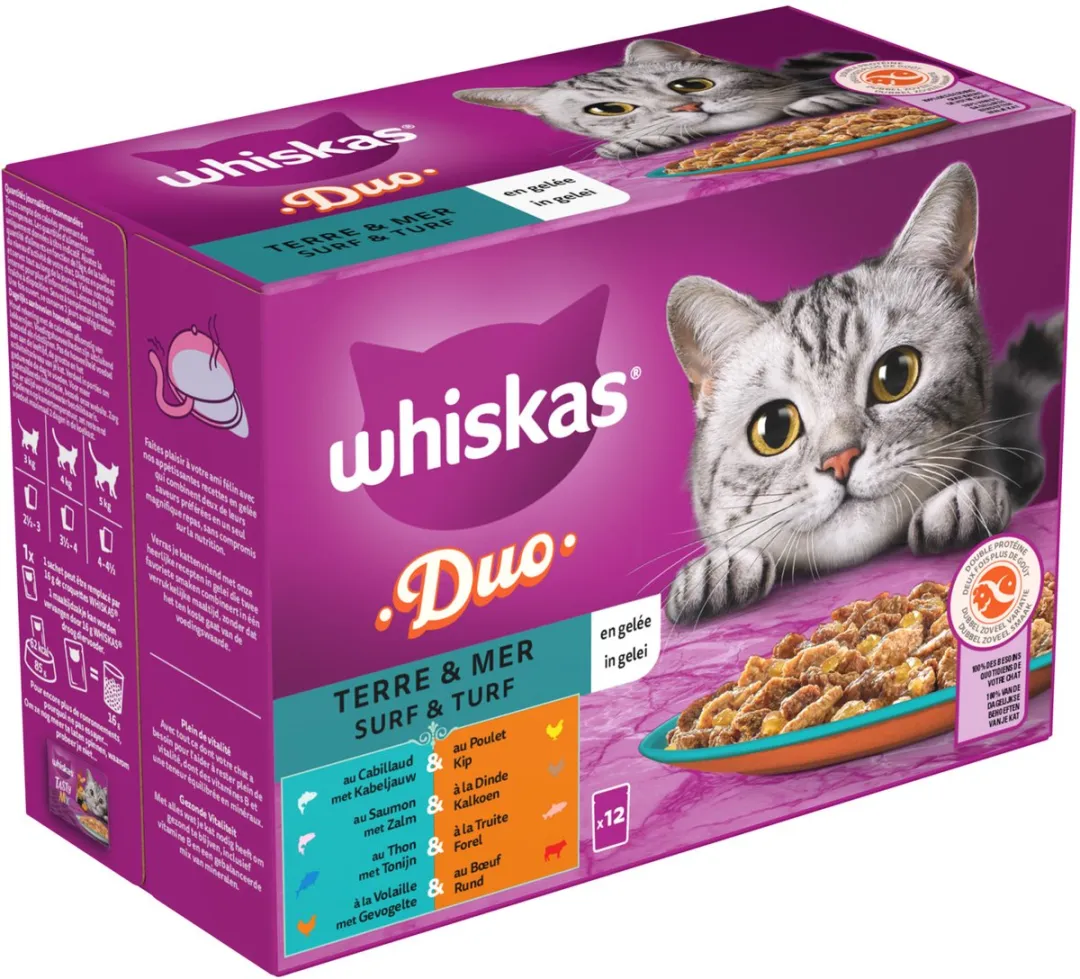 Whiskas Duo Adult Surf & Turf in Gelei - 12x85g