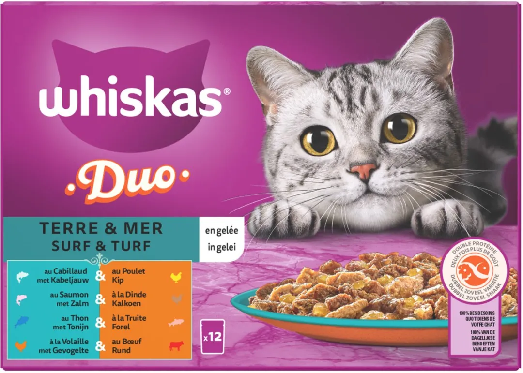 Whiskas Duo Adult Surf & Turf in Gelei - 12x85g