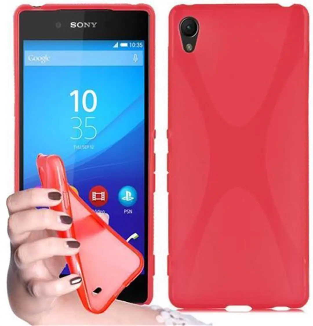 Cadorabo Hoesje geschikt voor Sony Xperia Z3 PLUS / Z4 in INFERNO ROOD