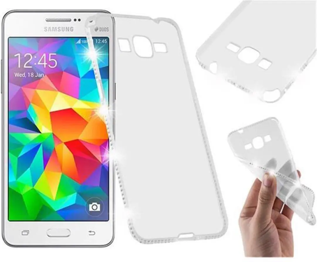 Cadorabo Hoesje geschikt voor Samsung Galaxy GRAND PRIME in TRANSPARANT WIT