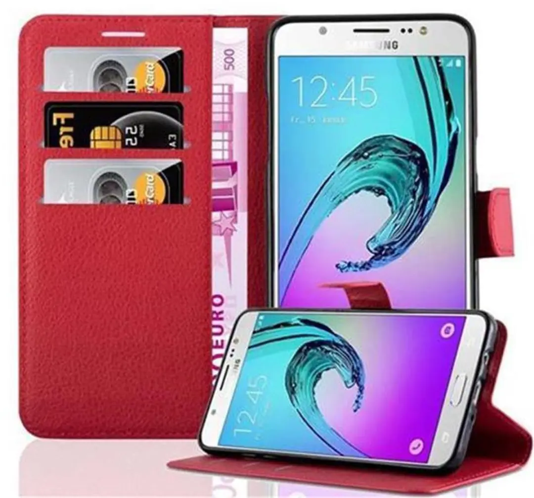 Cadorabo Hoesje geschikt voor Samsung Galaxy J7 2016 in KARMIJN ROOD