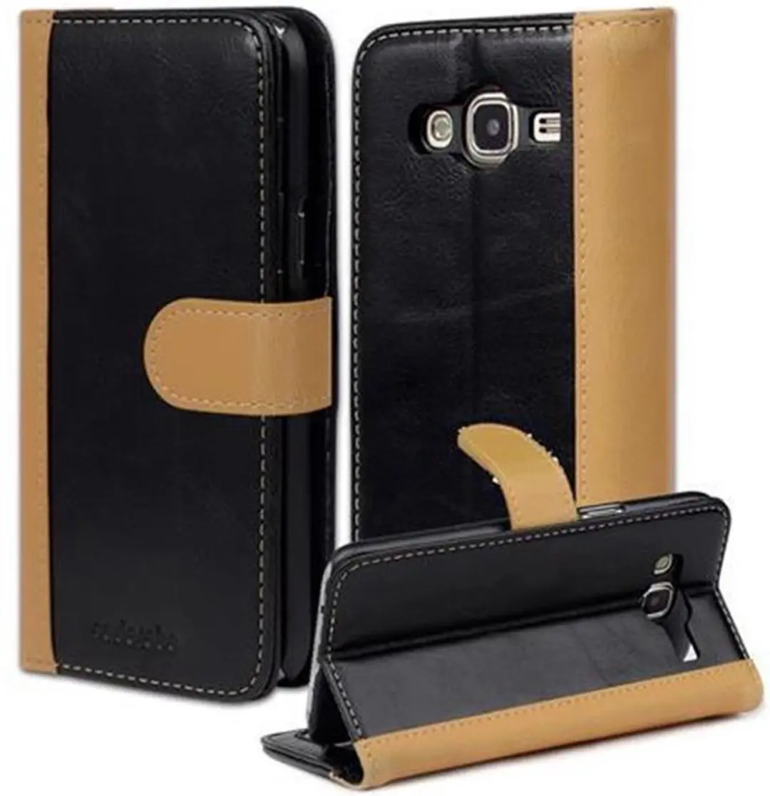 Cadorabo Hoesje geschikt voor Samsung Galaxy J5 2015 in ZWART KAKI