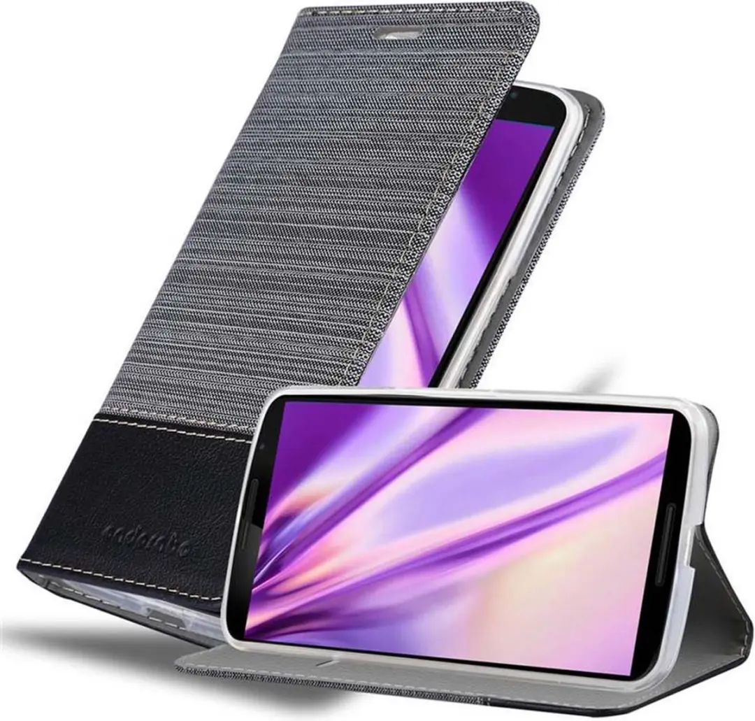 Cadorabo Hoesje geschikt voor Motorola Google NEXUS 6 in GRIJS ZWART