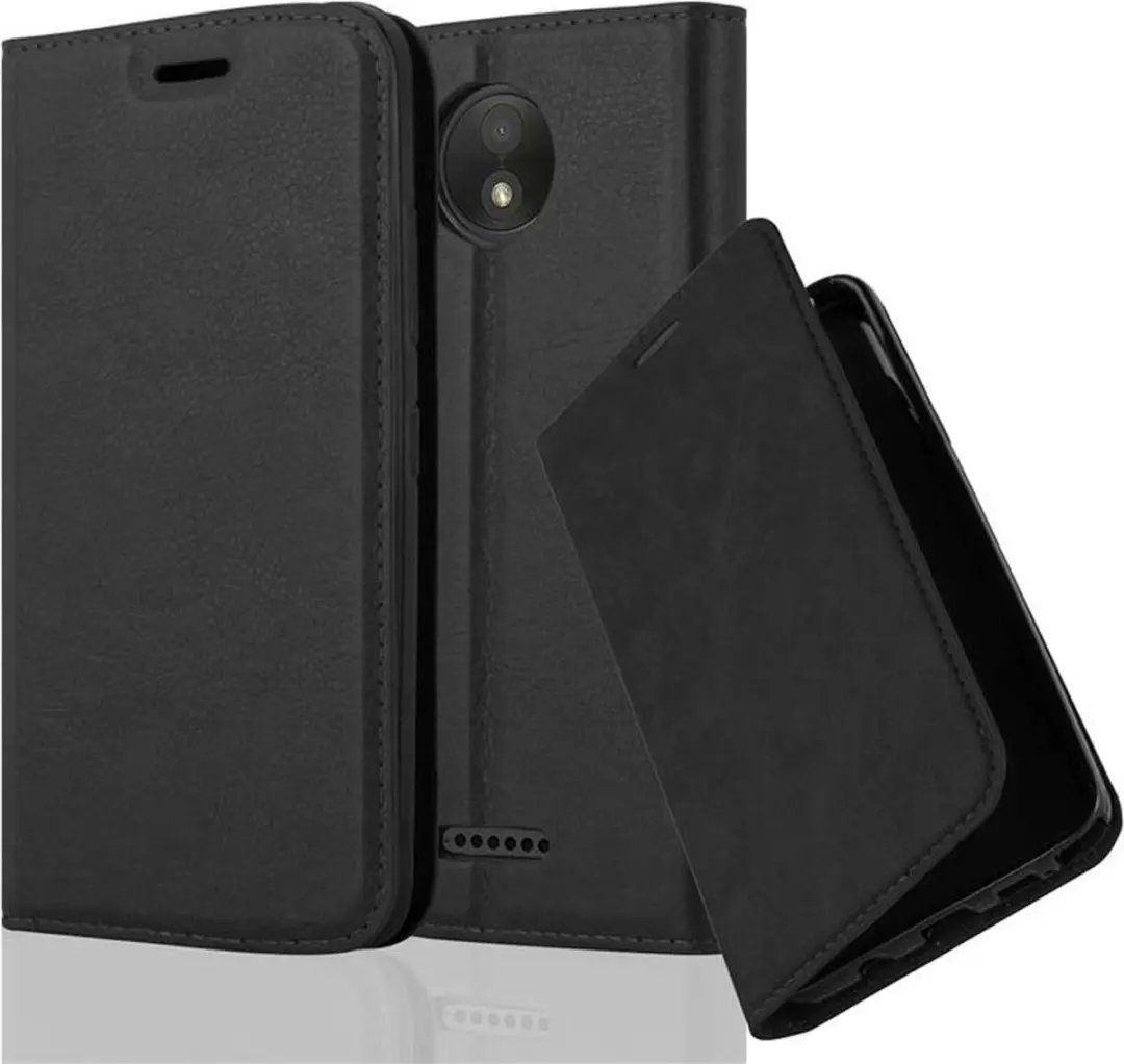 Cadorabo Hoesje geschikt voor Motorola MOTO C PLUS in ZWARTE NACHT