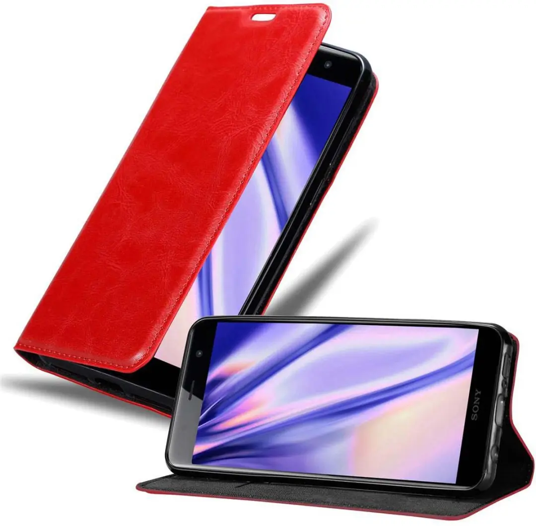 Cadorabo Hoesje geschikt voor Sony Xperia XZ2 PREMIUM in APPEL ROOD - Beschermhoes met magnetische sluiting, standfunctie en kaartvakje Book Case Cover Etui