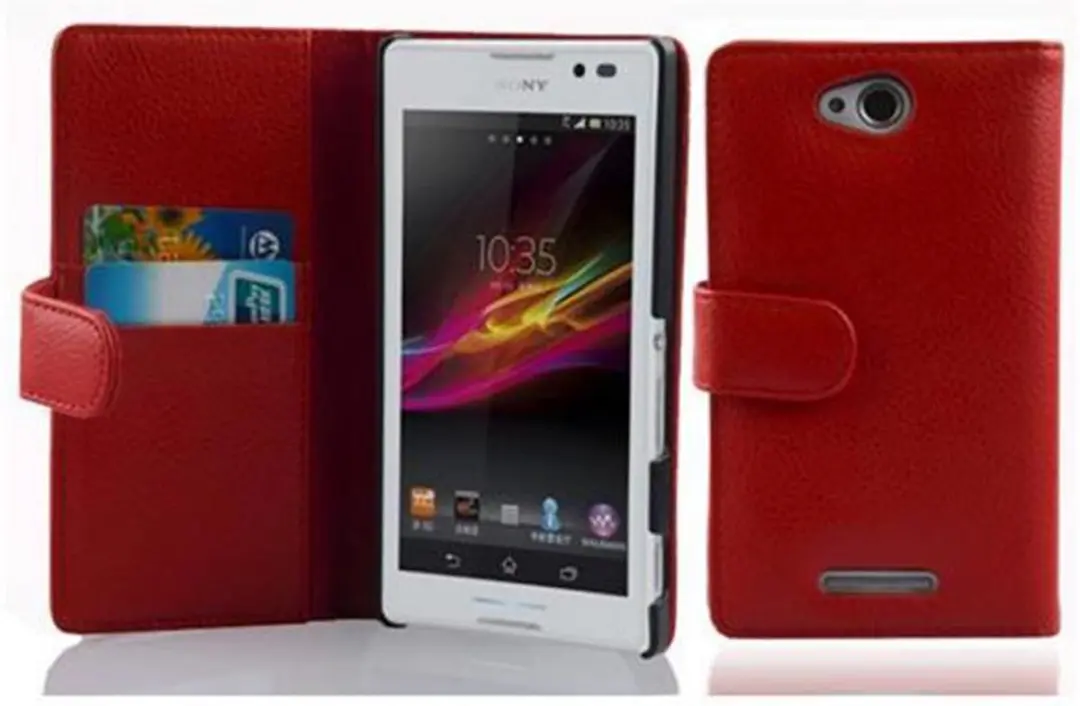 Cadorabo Hoesje geschikt voor Sony Xperia C in INFERNO ROOD