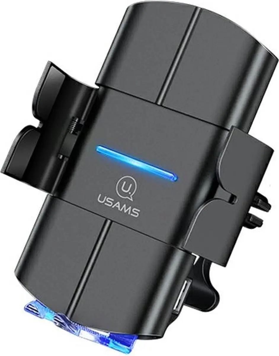 USAMS US-CD133 10W Automatische inductiehouder voor ventilatorgrill. zwart/zwart