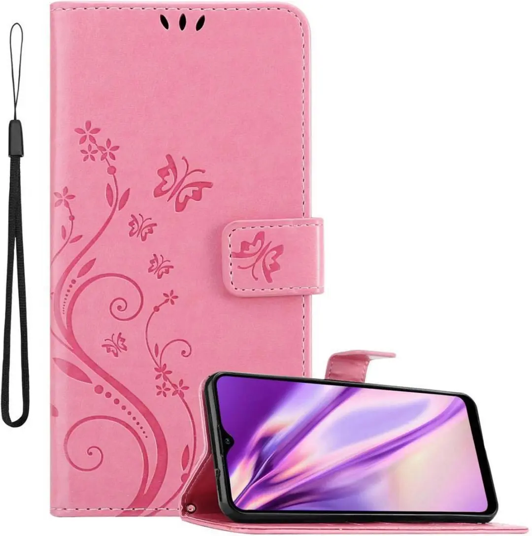 Cadorabo Hoesje geschikt voor Samsung Galaxy A20s in BLOEMEN ROZE