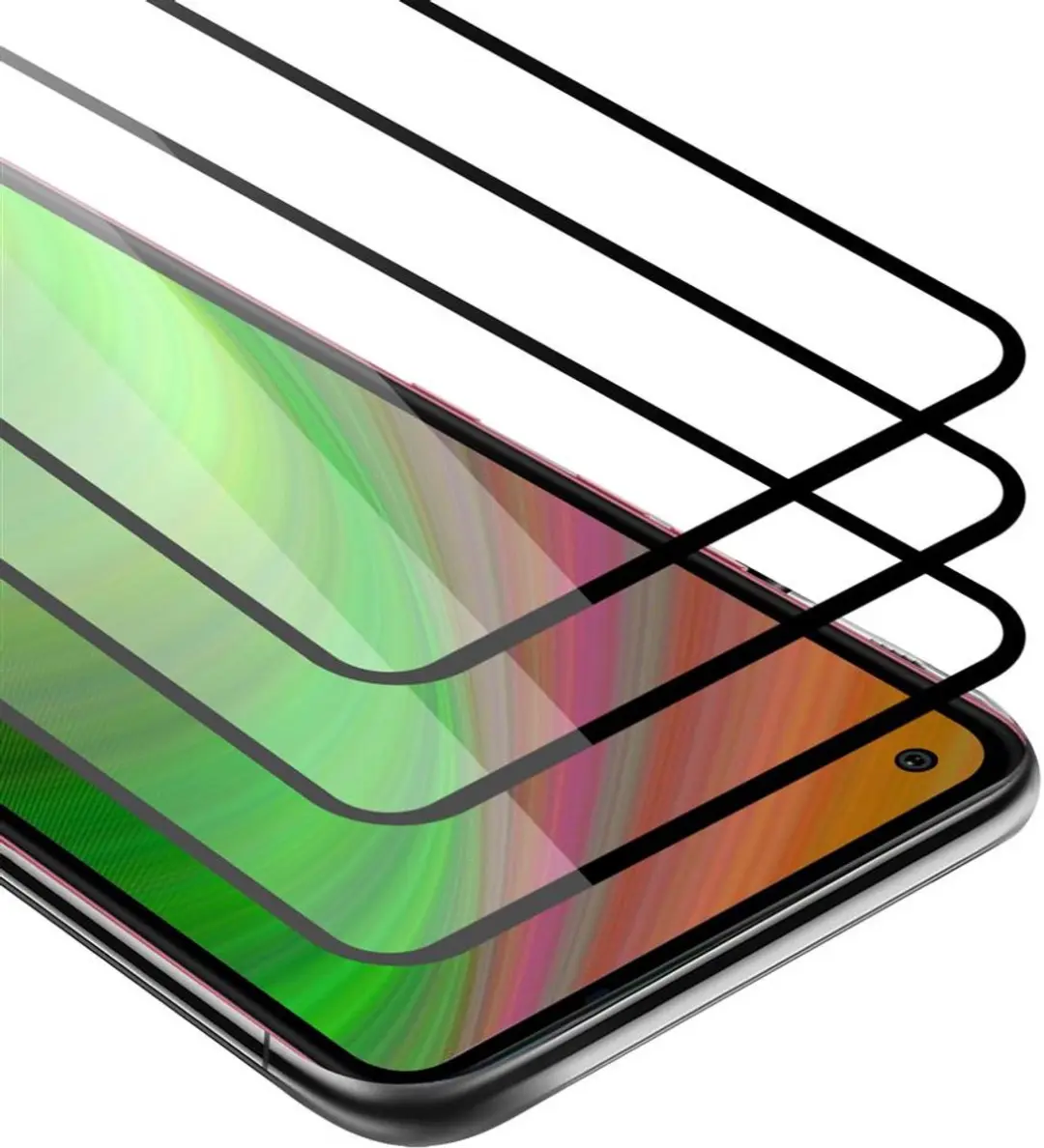 Cadorabo 3x Screenprotector geschikt voor LG K51S Volledig scherm pantserfolie B