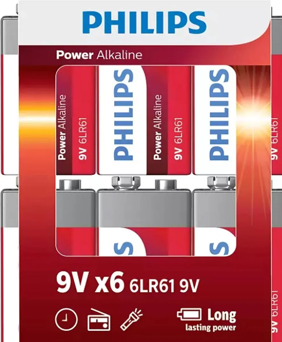 Philips Power Alkaline 9V Batterijen
