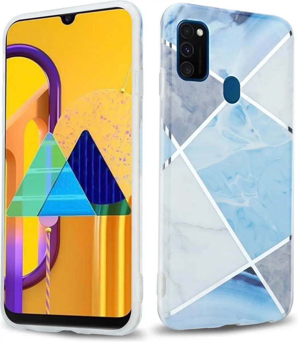 Cadorabo Hoesje geschikt voor Huawei P20 LITE 2018 / NOVA 3E in Blauw Wit Grijs