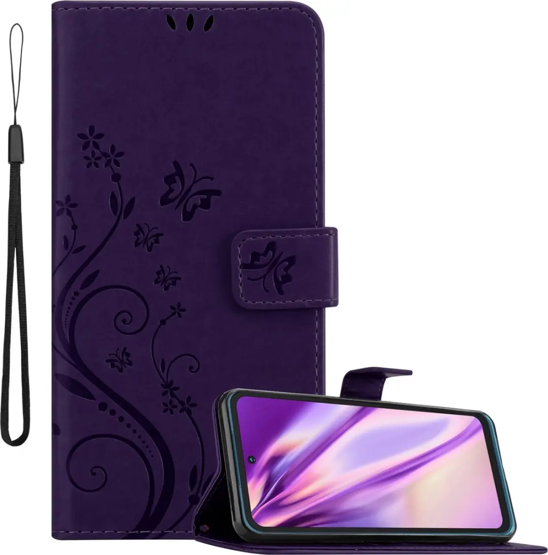 Cadorabo Hoesje geschikt voor Nokia XR20 in BLOEMEN DONKER PAARS