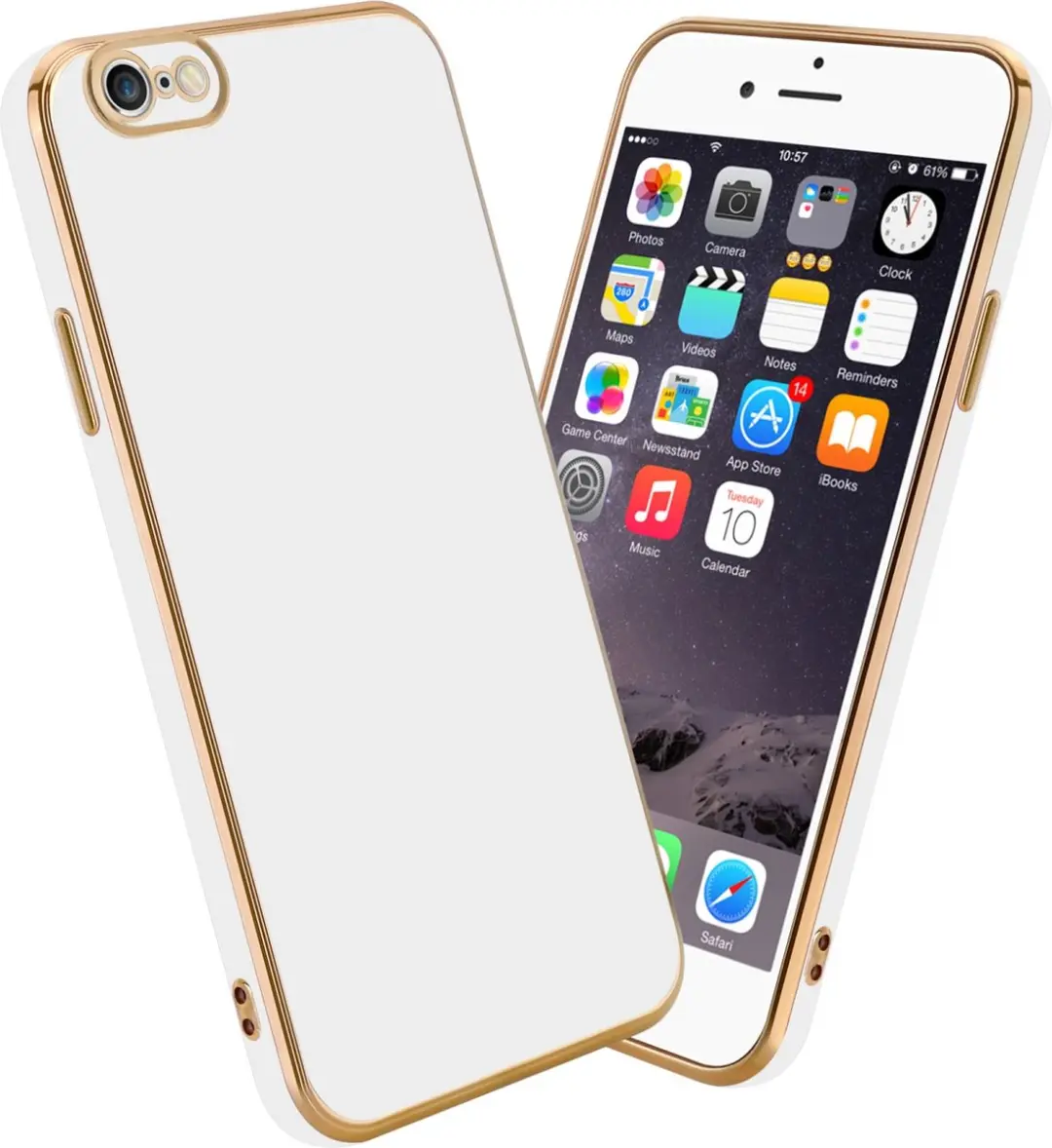 Cadorabo Hoesje geschikt voor Apple iPhone 6 PLUS / 6S PLUS in Glossy Wit