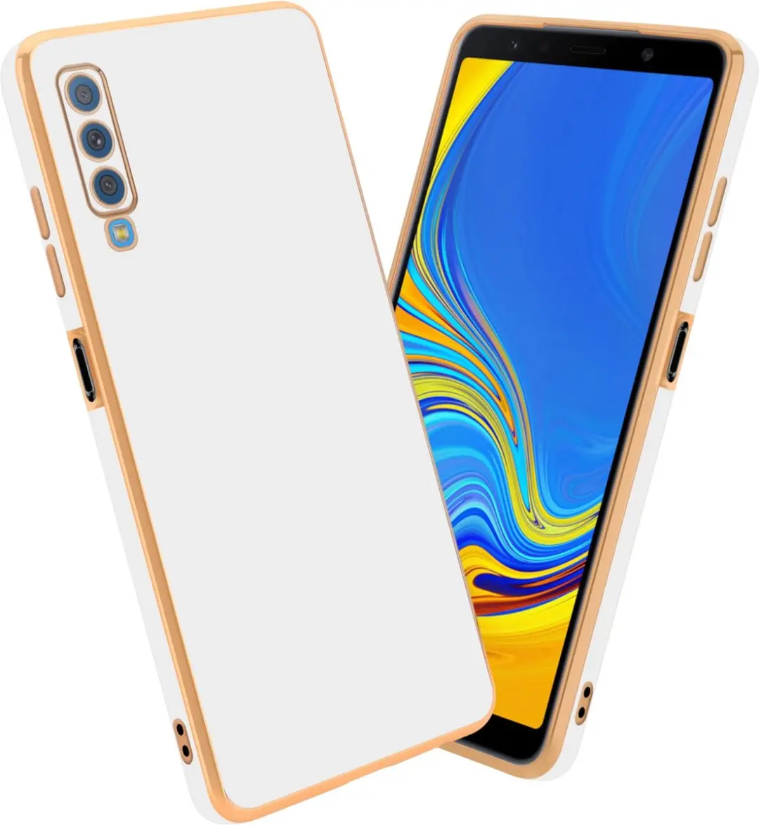 Cadorabo Hoesje geschikt voor Samsung Galaxy A7 2018 in Glossy Wit