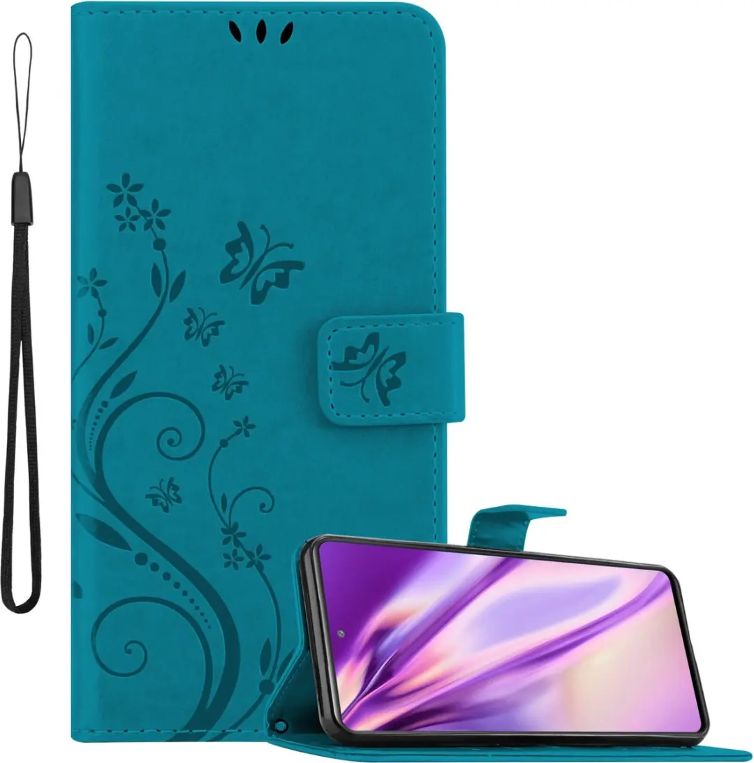 Cadorabo Hoesje geschikt voor Samsung Galaxy S20 FE in BLOEMEN BLAUW