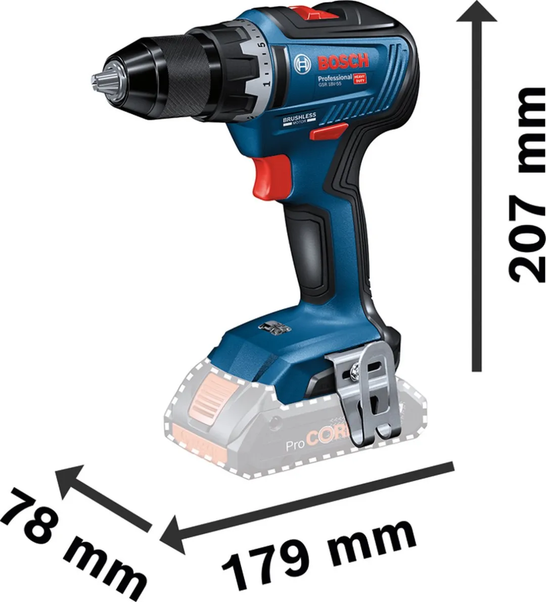 Bosch Professional GSR 18V-55 Accu Schroefboormachine - 2 Snelheden