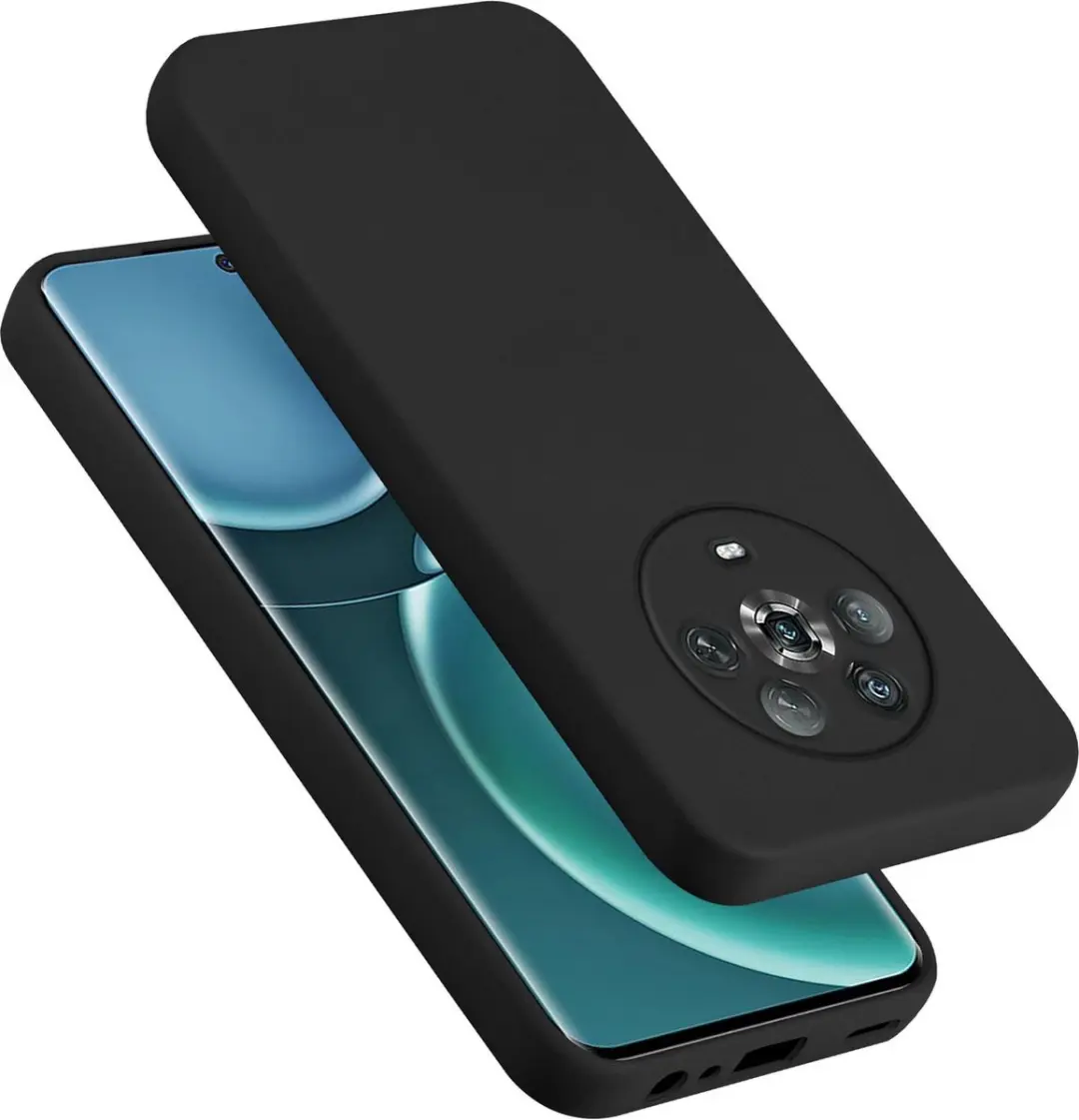 Cadorabo Hoesje geschikt voor Honor Magic 4 in LIQUID ZWART