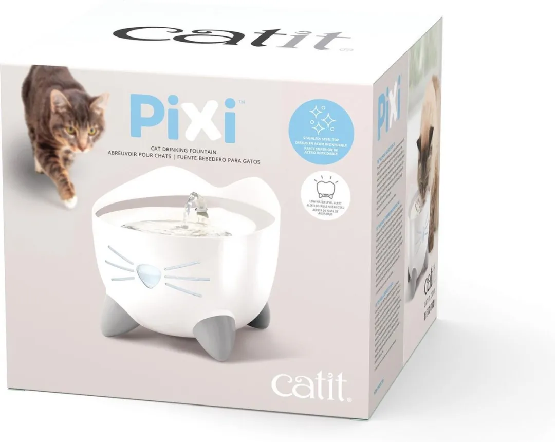 Catit Pixi Fountain RVS Kattendrinkbak - Ø20x16cm Wit - afbeelding 6 van 6
