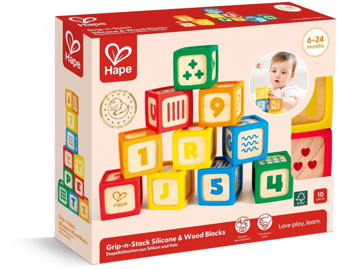 Hape Grip-n-Stack Blokken - 10-delig - Verschillende kleuren