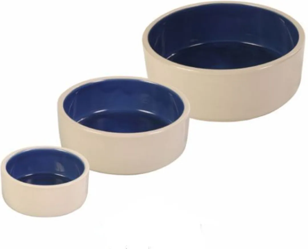 Trixie Keramieken Voerbak 12x12cm - 350ml - Blauw/Crème - afbeelding 2 van 2