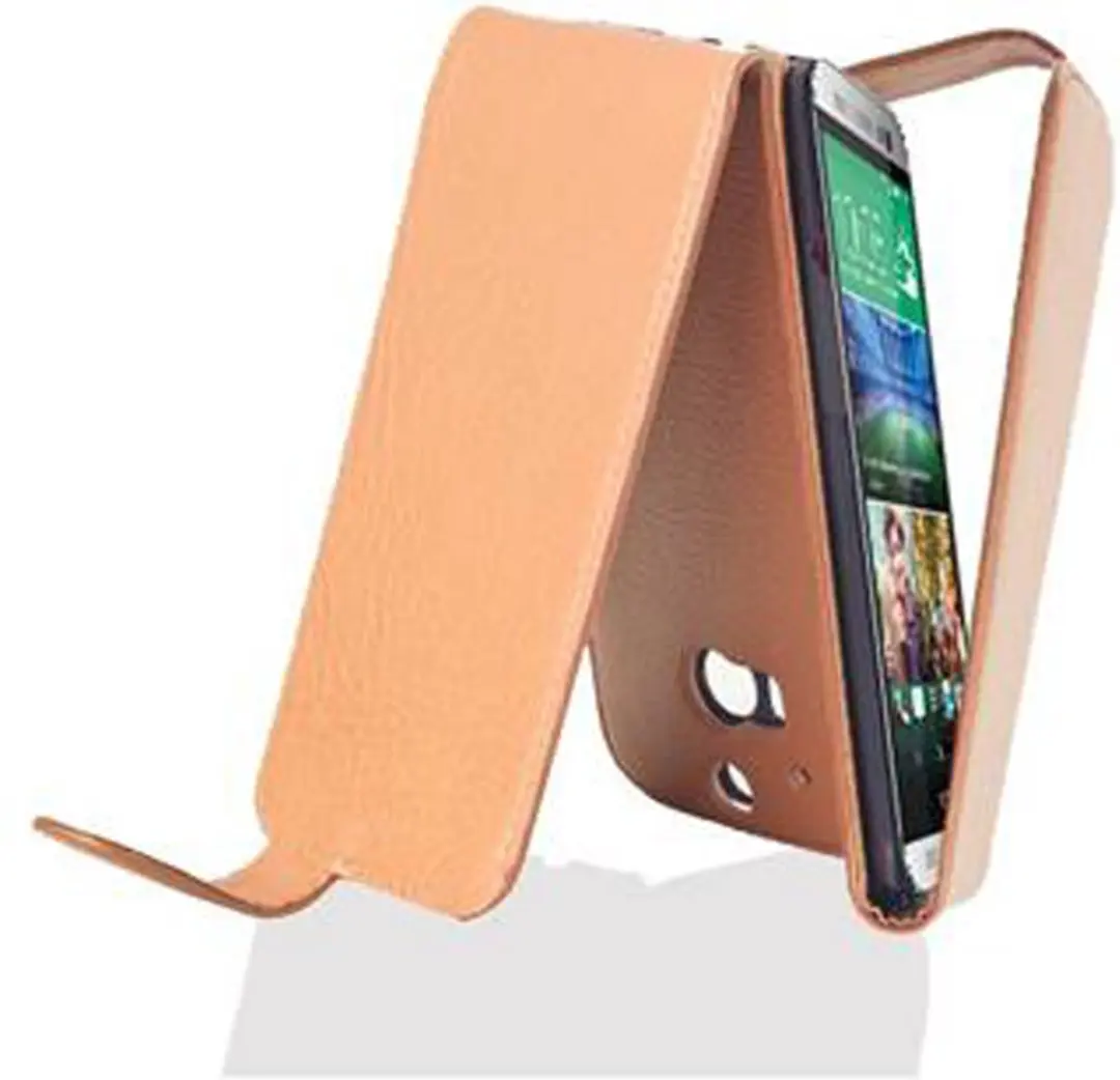 Cadorabo Hoesje geschikt voor HTC ONE M8 in COGNAC BRUIN
