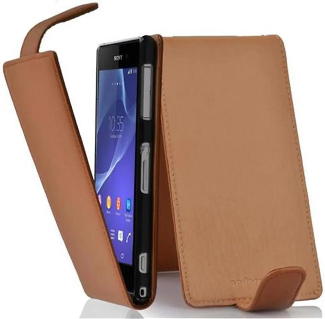 Cadorabo Hoesje geschikt voor Sony Xperia Z2 in COGNAC BRUIN