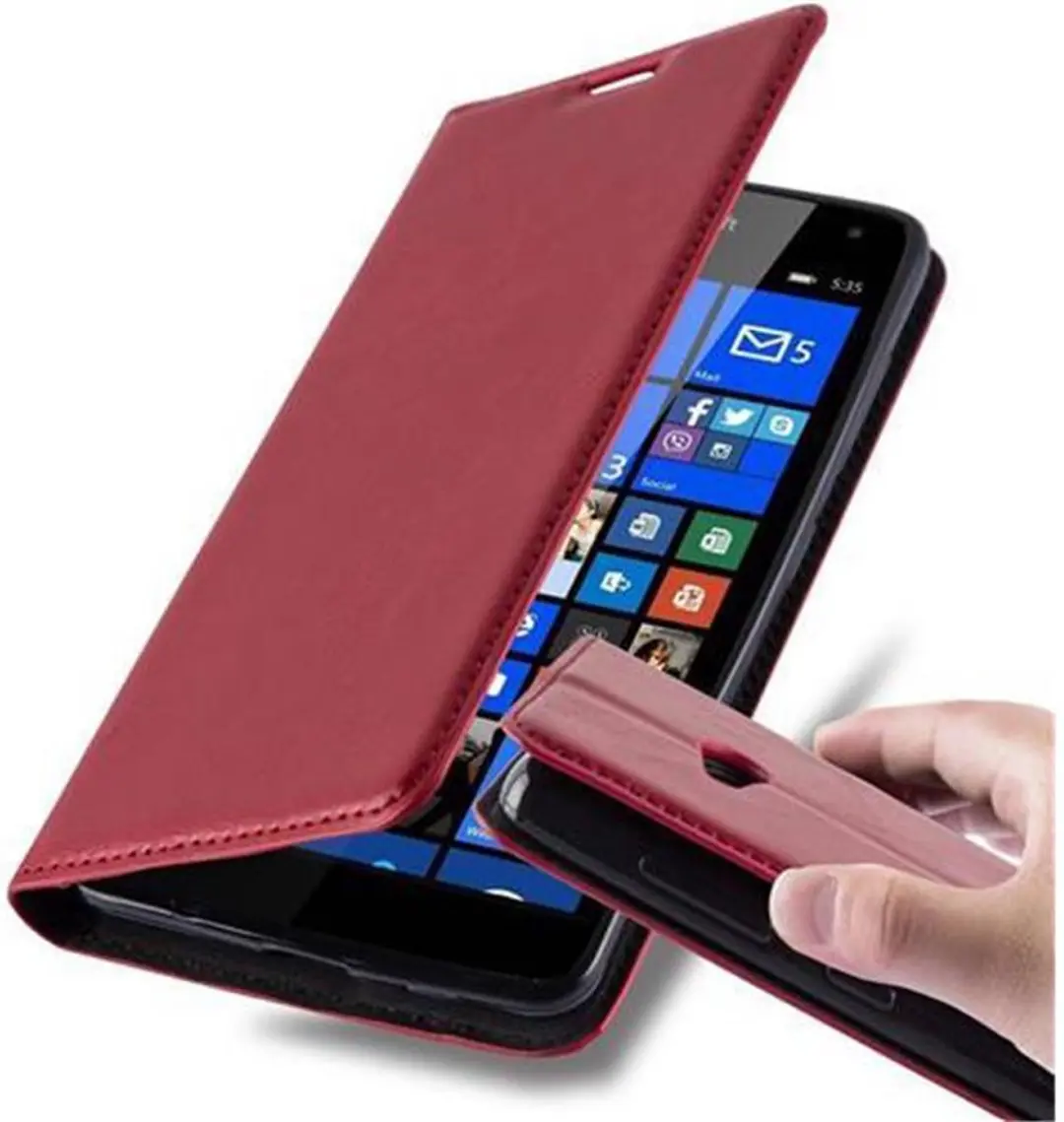 Cadorabo Hoesje geschikt voor Nokia Lumia 535 in APPEL ROOD