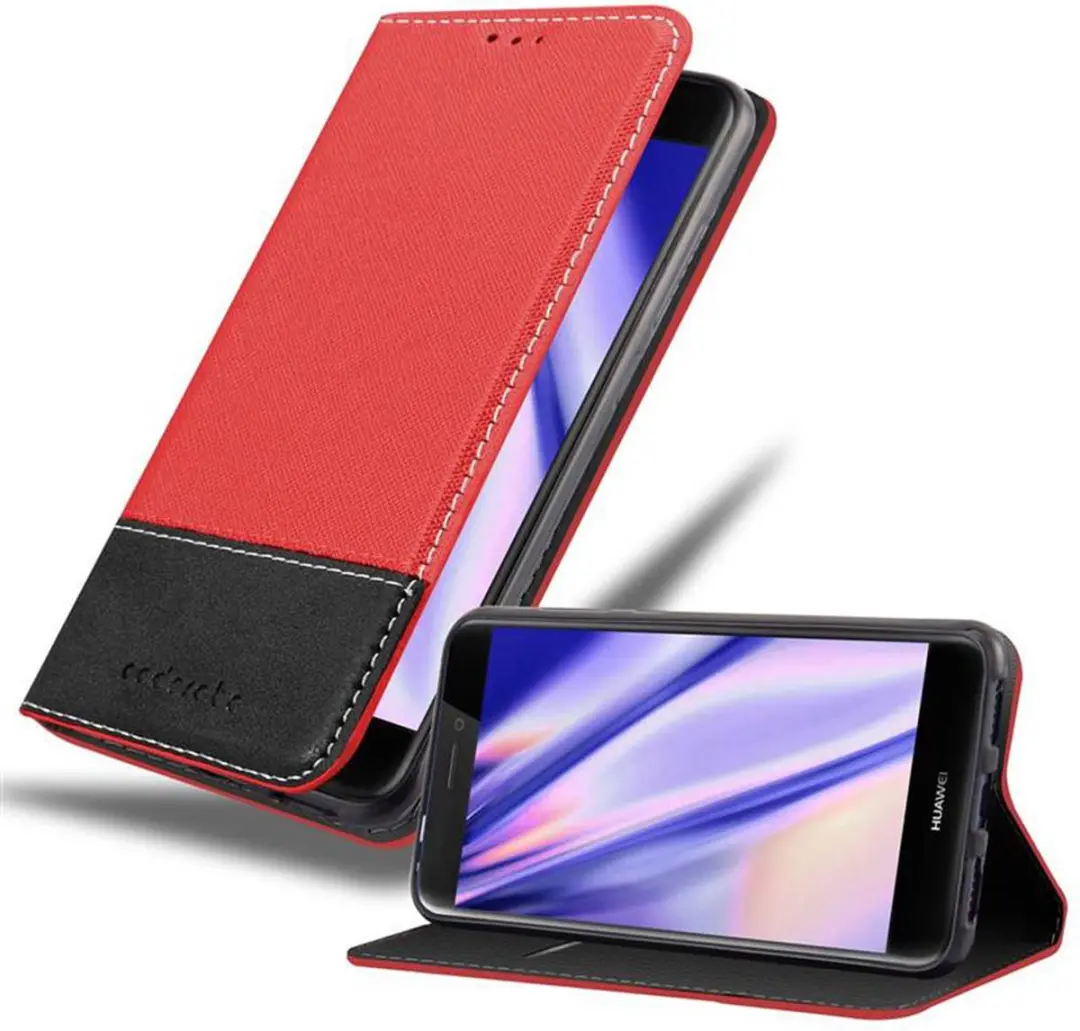 Cadorabo Hoesje geschikt voor Huawei P8 LITE 2017 / P9 LITE 2017 in ROOD ZWART