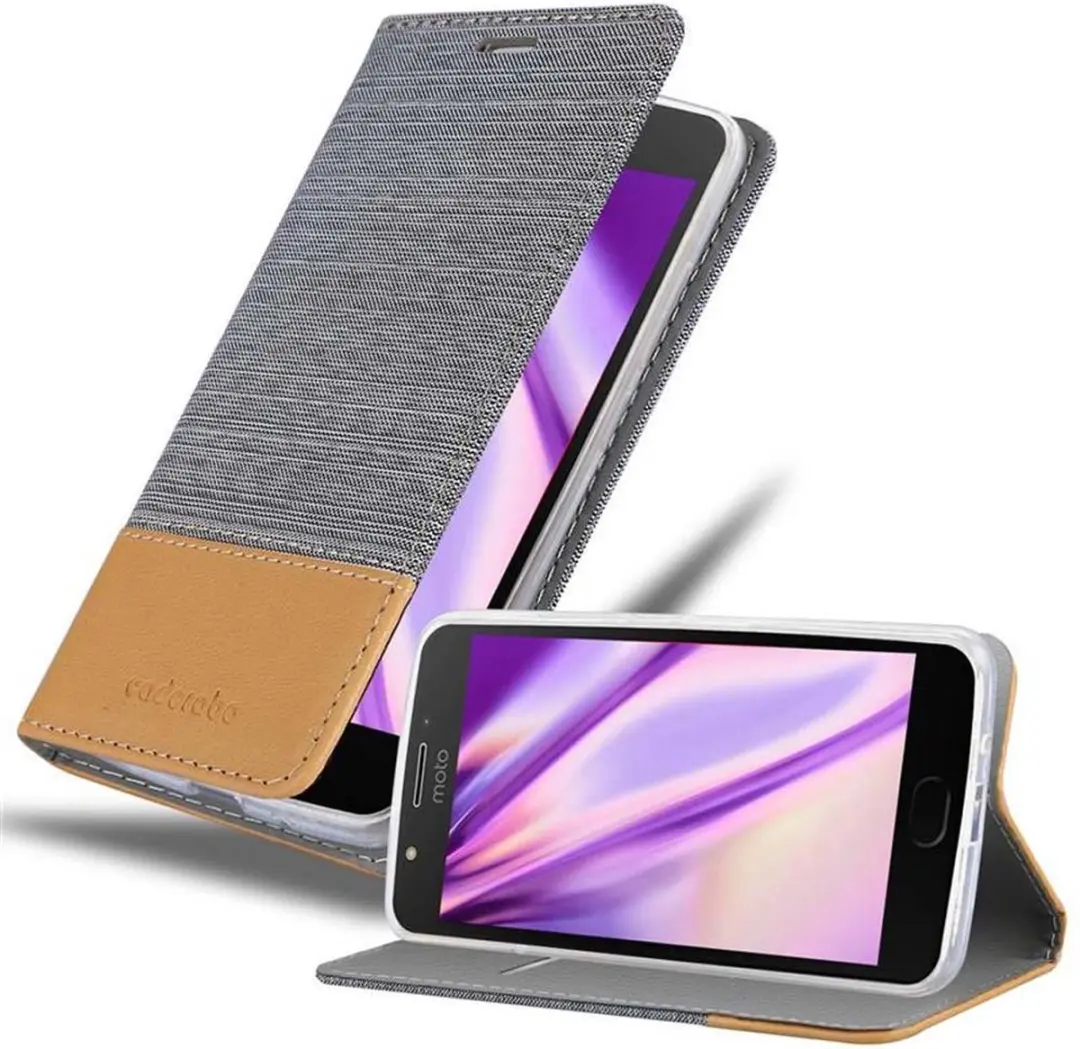 Cadorabo Hoesje geschikt voor Motorola MOTO E4 in LICHTGRIJS BRUIN