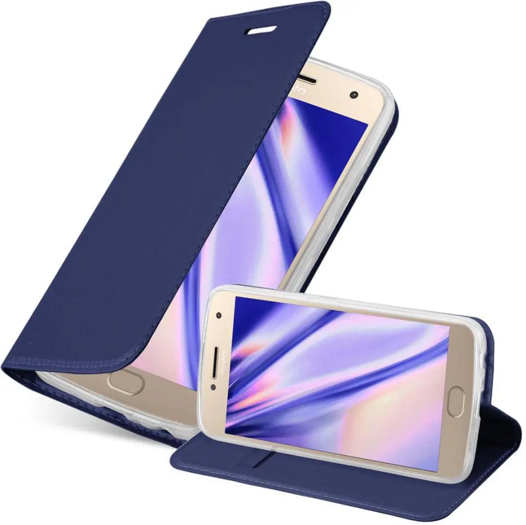 Cadorabo Hoesje geschikt voor Motorola MOTO G5 PLUS in CLASSY DONKER BLAUW