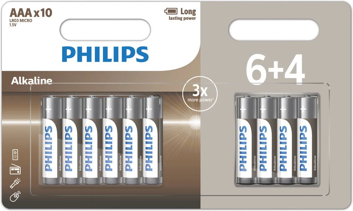 Philips AAA Alkaline Batterij 1,5V