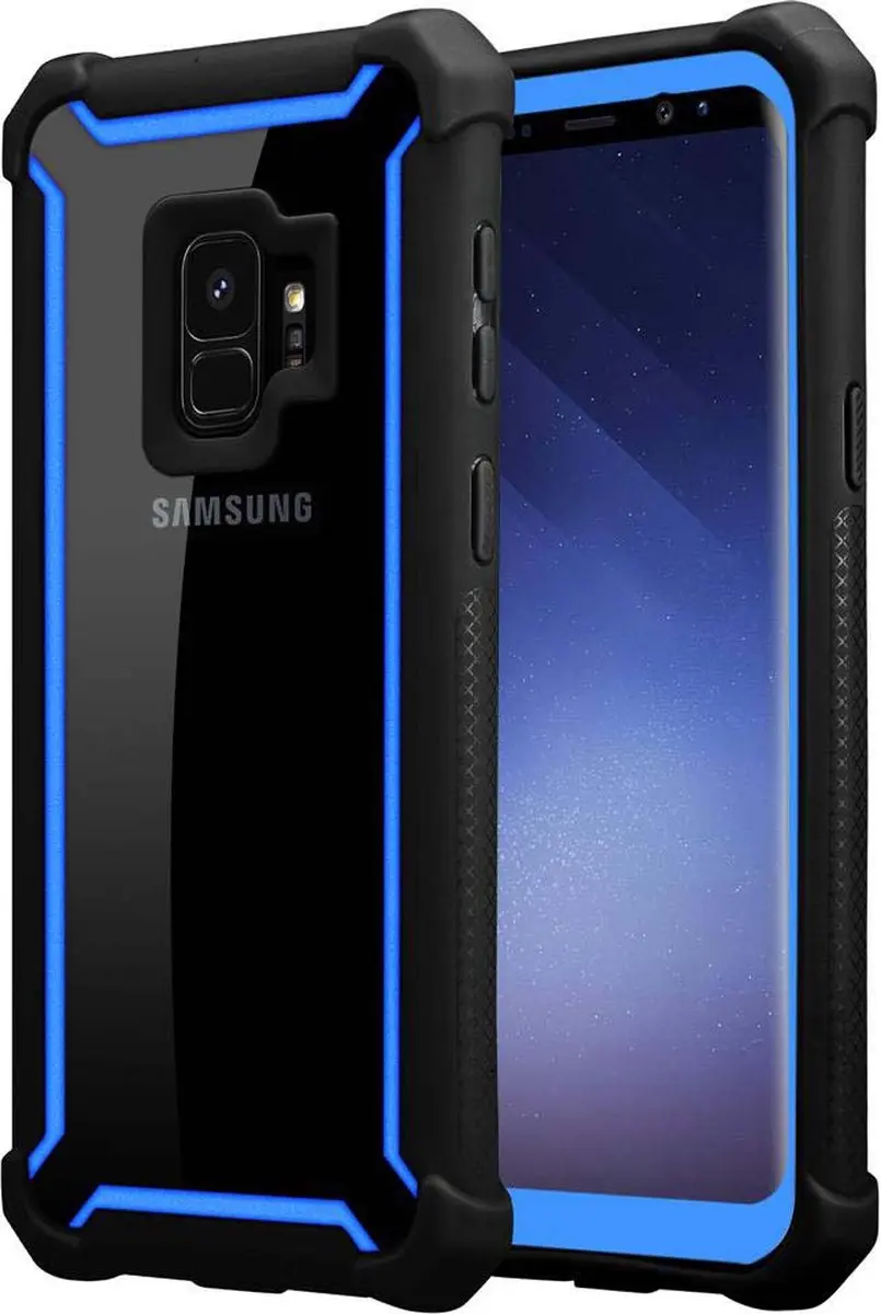 Cadorabo Hoesje geschikt voor Samsung Galaxy S9 in BLAUW ZWART