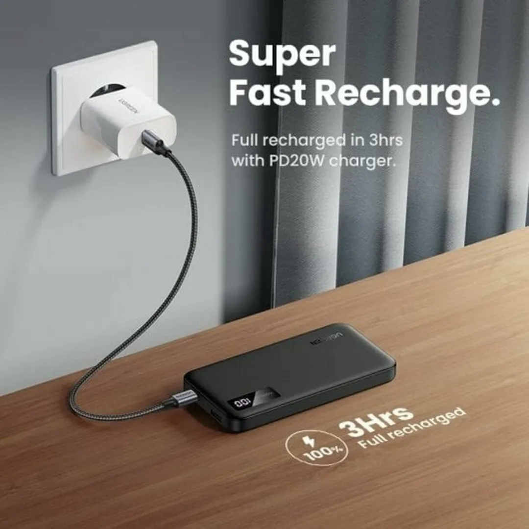 Ugreen 10000mAh Powerbank 22W - 2x USB - Transparent