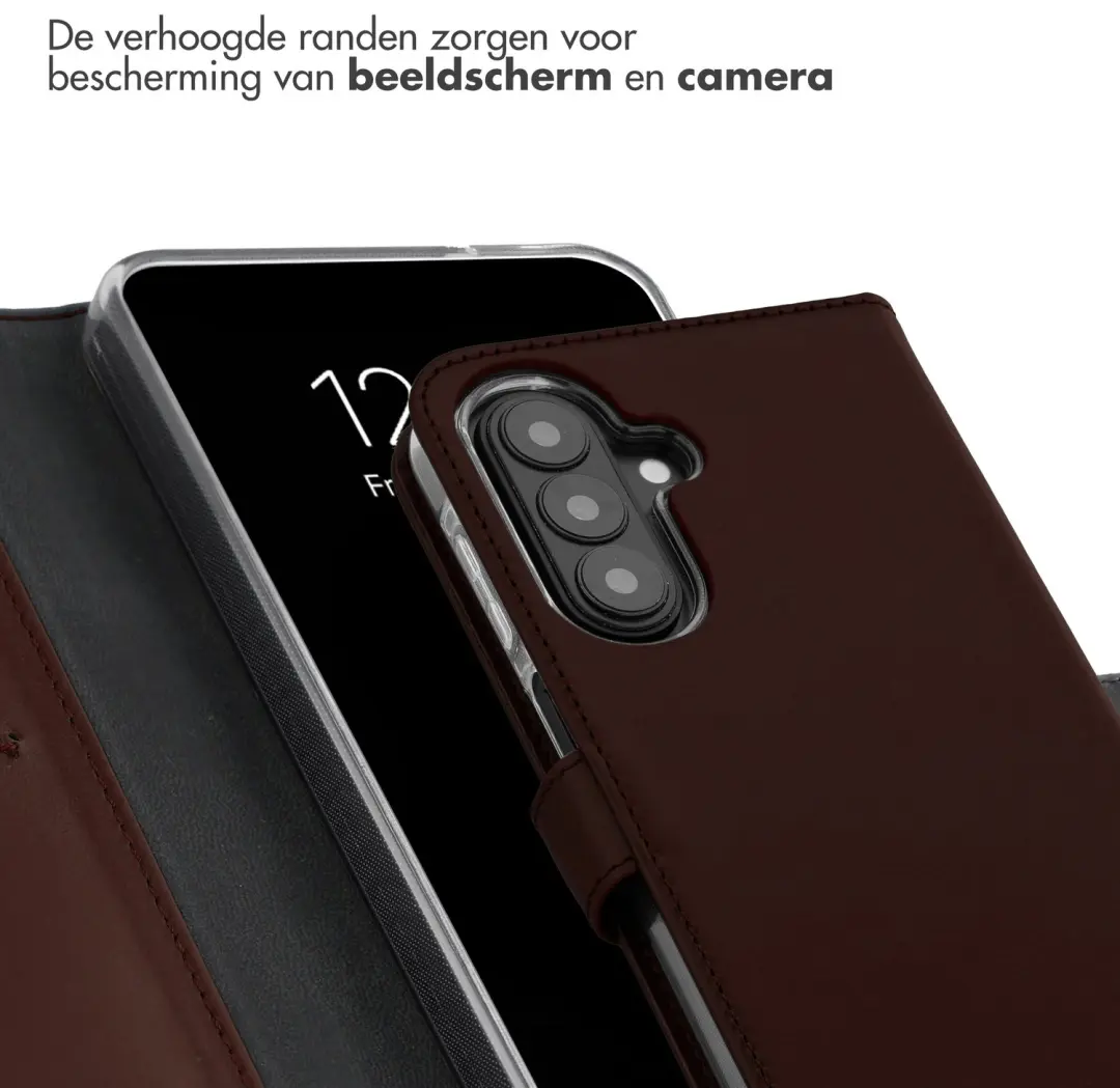 Selencia Leren Bookcase Hoesje Galaxy A27 5G - Donkerbruin - afbeelding 4 van 5