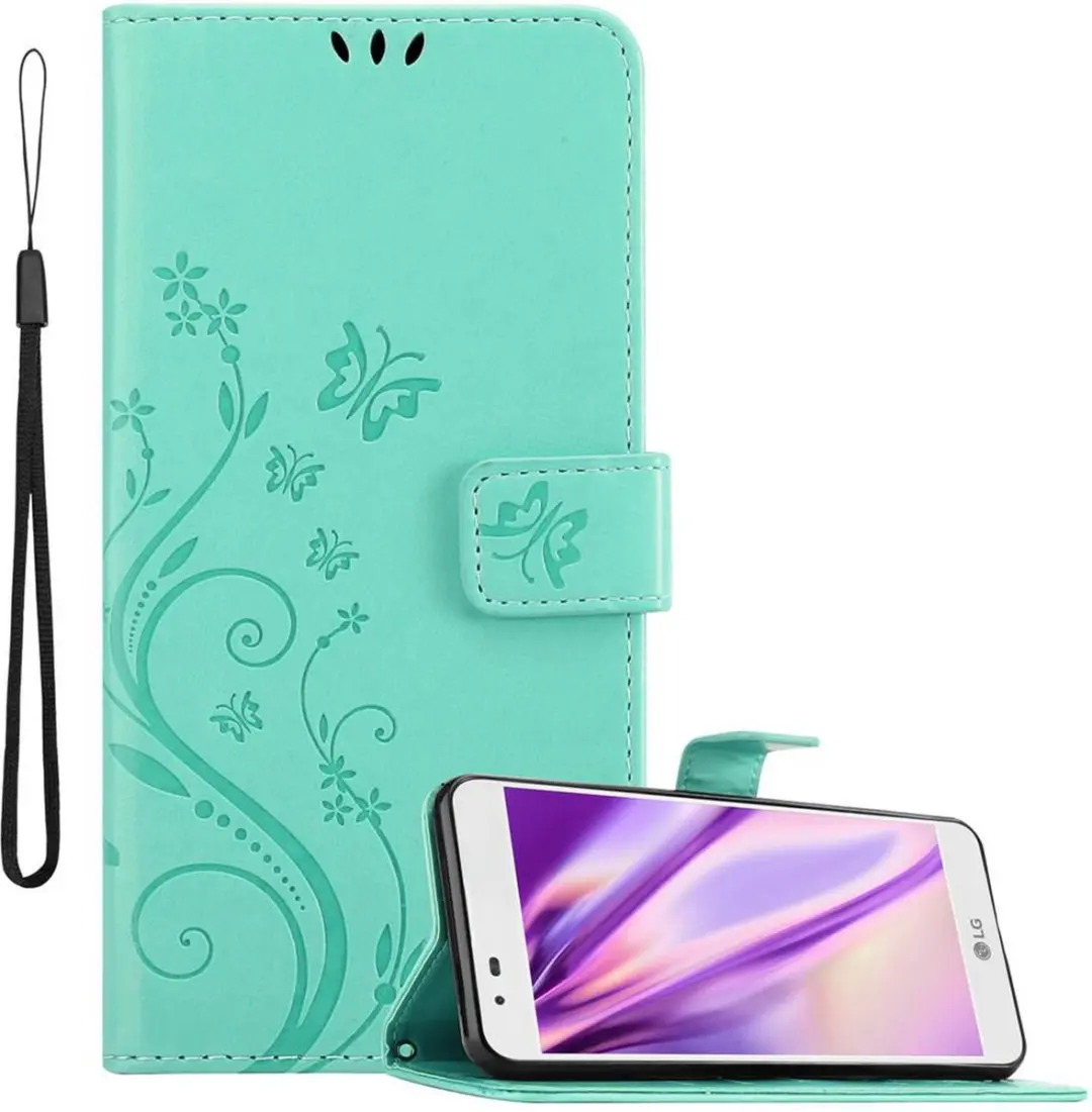 Cadorabo Hoesje geschikt voor LG K7 2016 in BLOEMEN TURKOOIS