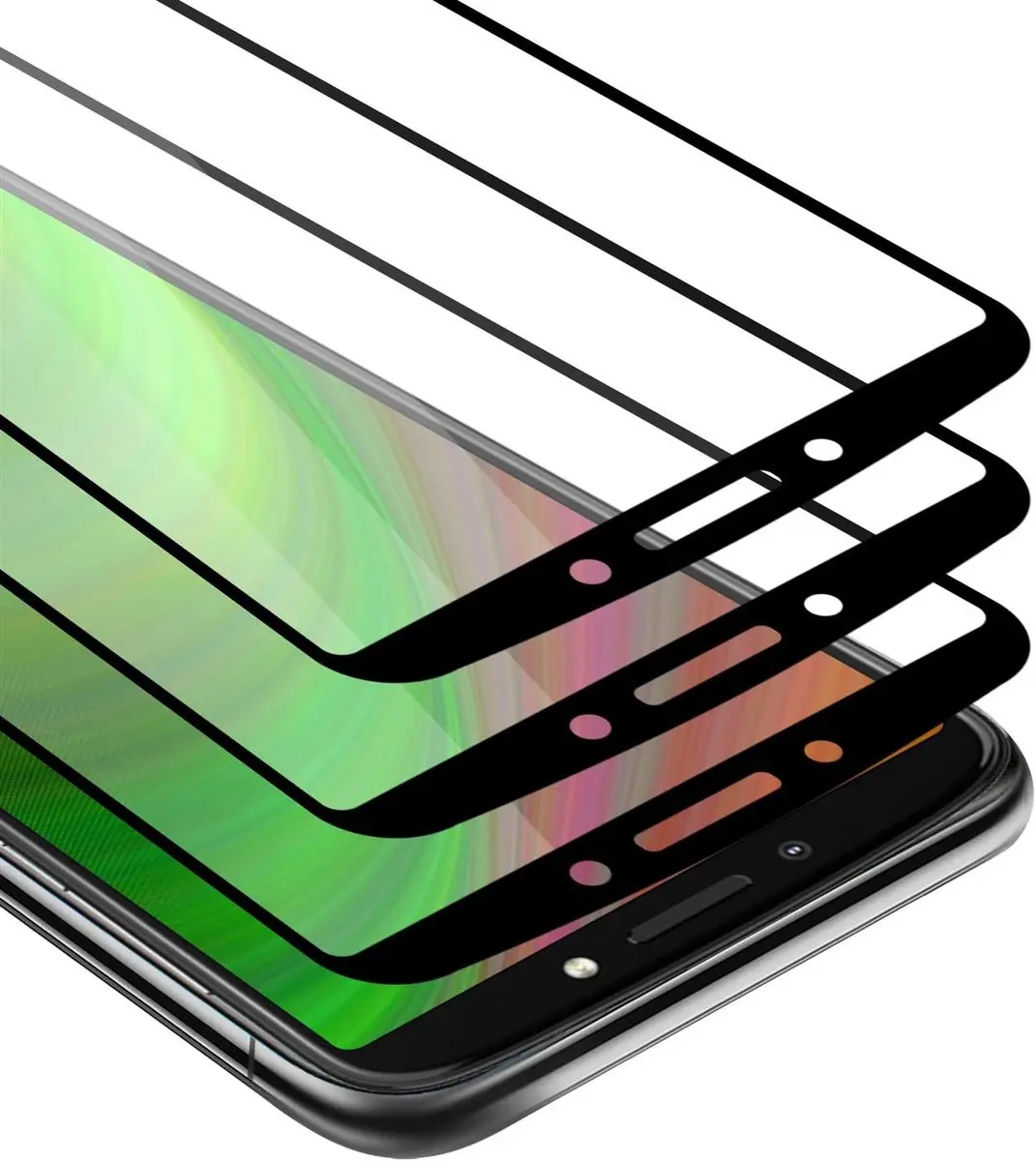 Cadorabo 3x Screenprotector geschikt voor Motorola MOTO E5 PLUS Volledig scherm