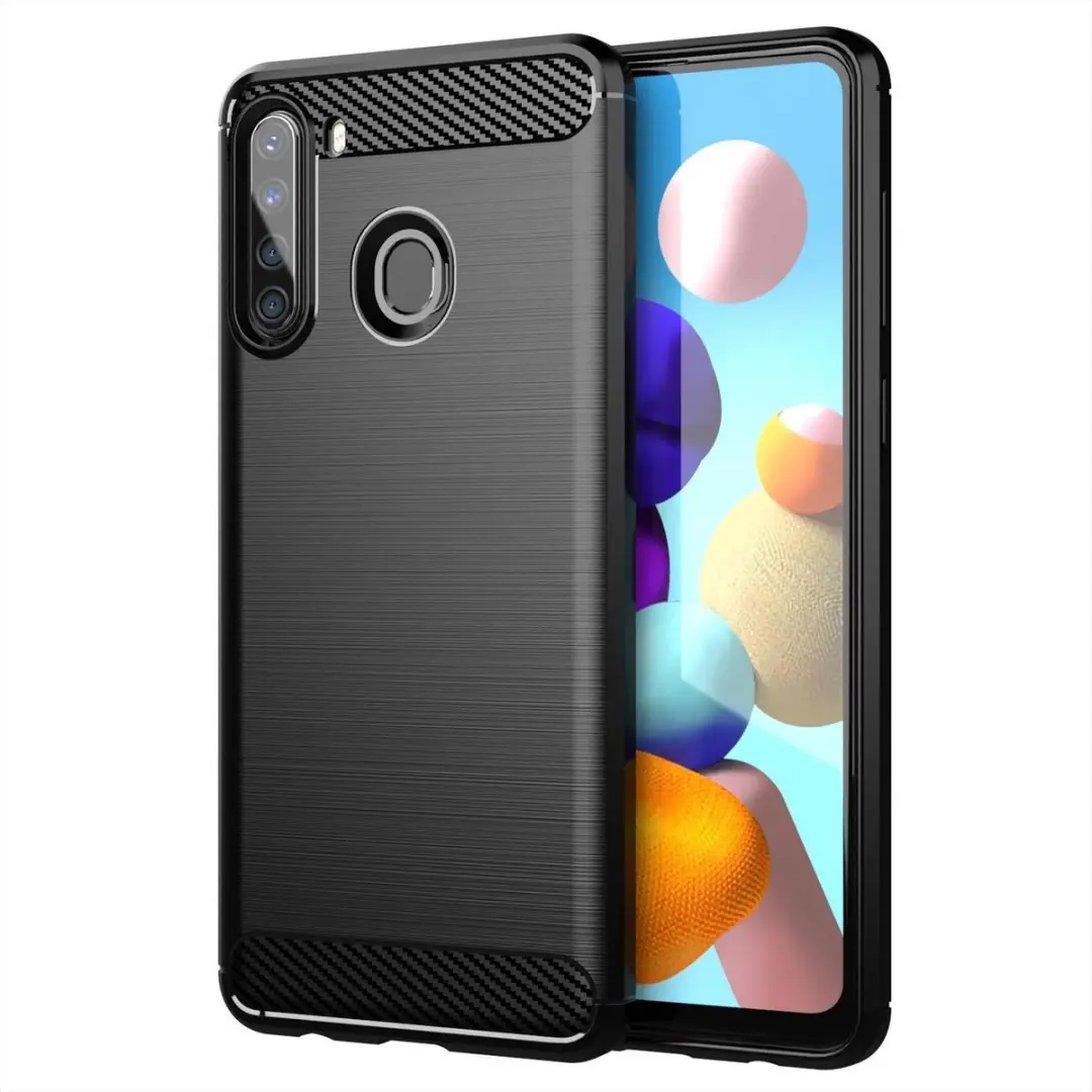 Cadorabo Hoesje geschikt voor Samsung Galaxy A21 in Brushed Zwart