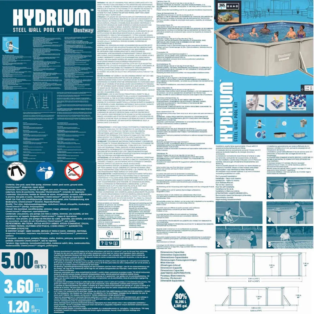 Bestway Hydrium Zwembadset STKY-00007649 - 16296L - Grijs