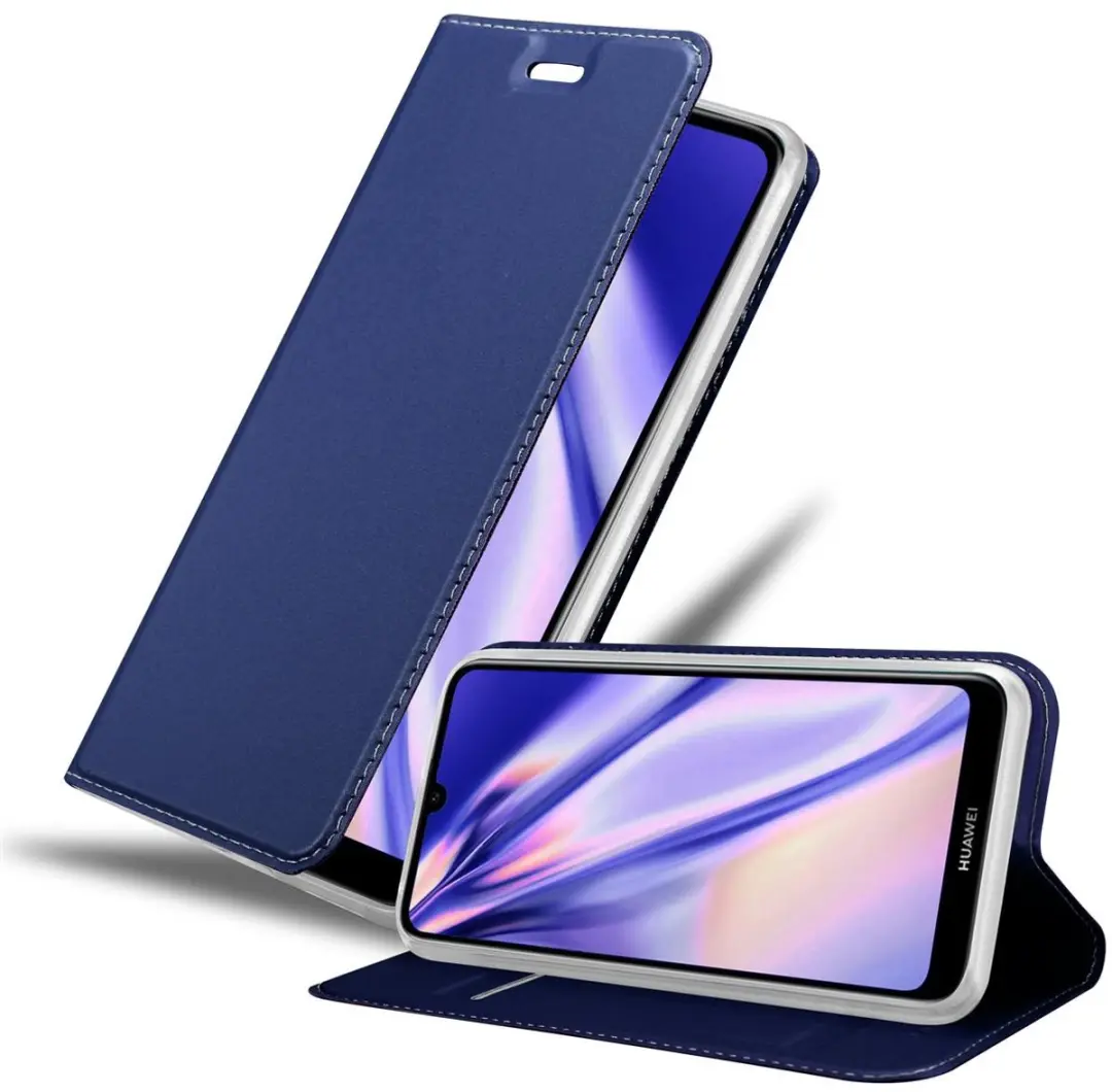 Cadorabo Hoesje geschikt voor Huawei Y6 2019 in CLASSY DONKER BLAUW