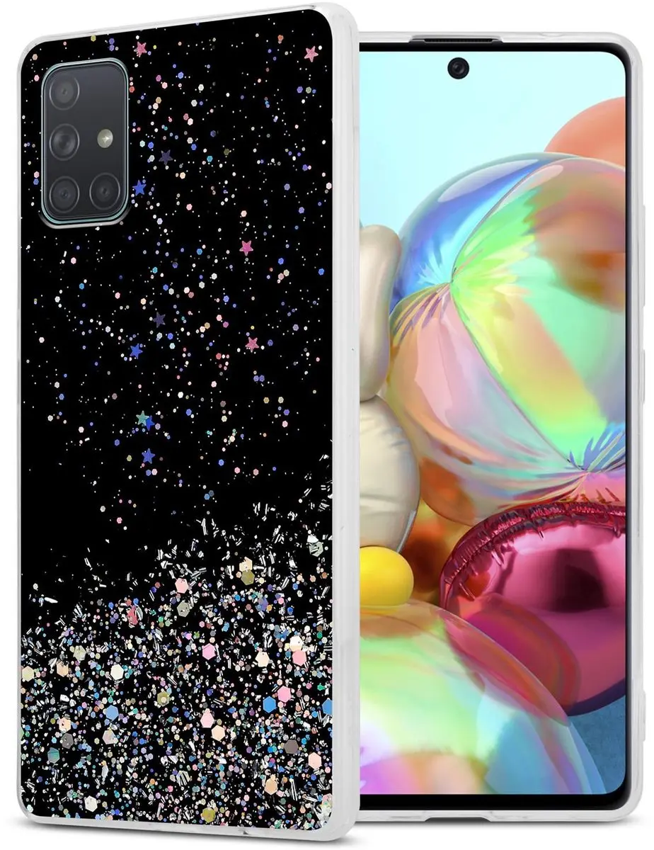 Cadorabo Hoesje geschikt voor Samsung Galaxy A71 5G in Zwart met Glitter